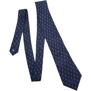 Michael Kors Navy Blue Silk Tie Geometric Print Classic Mens Necktie Old Money